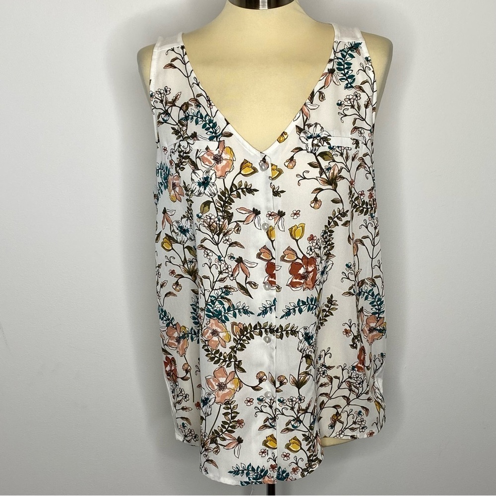 by & by Sheer Floral Sleeveless Blouse